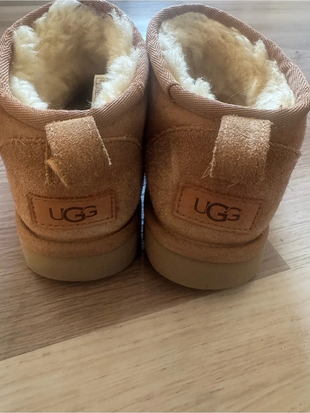 UGG Chestnut Suede Short Boot with Shearling Lining - Ultra Mini
